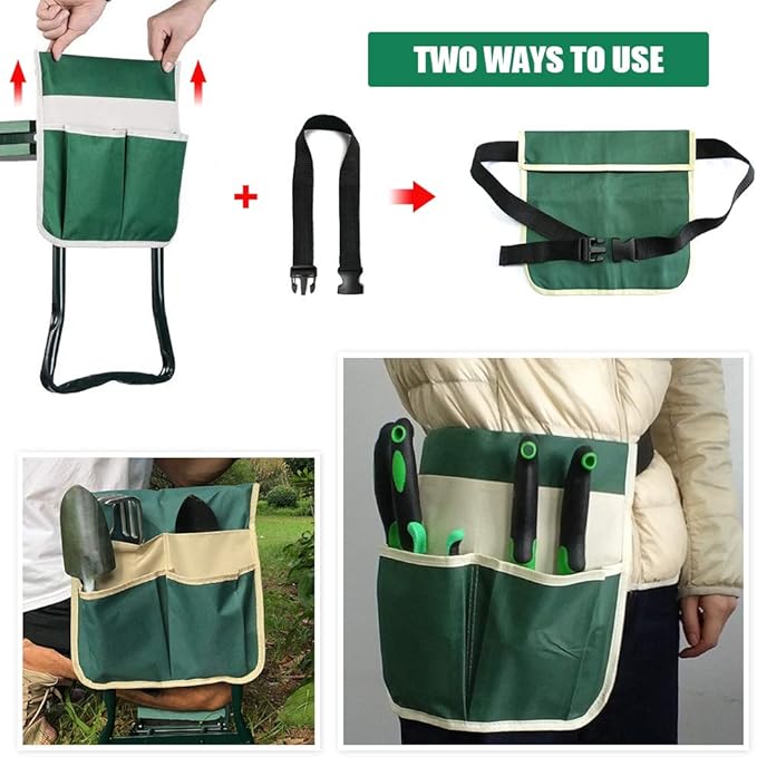 BESTHLS Garden Kneeler and Seat Upgraded Sturdy Garden Folding Bench with 2 Portable Large Tool Pockets and Garden Gloves Soft EVA Foam Pad for Gardening Lovers