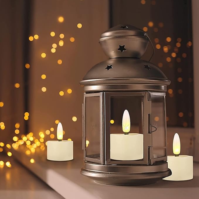 12 PCS 3D Wick Rechargeable Flameless Tealight Candles with Remote and Timer, Battery Operated Flickering LED Tea Lights, Durable & Lovely Fake Tea Candles, Ideal for Pumpkin/Bar/Party Decor