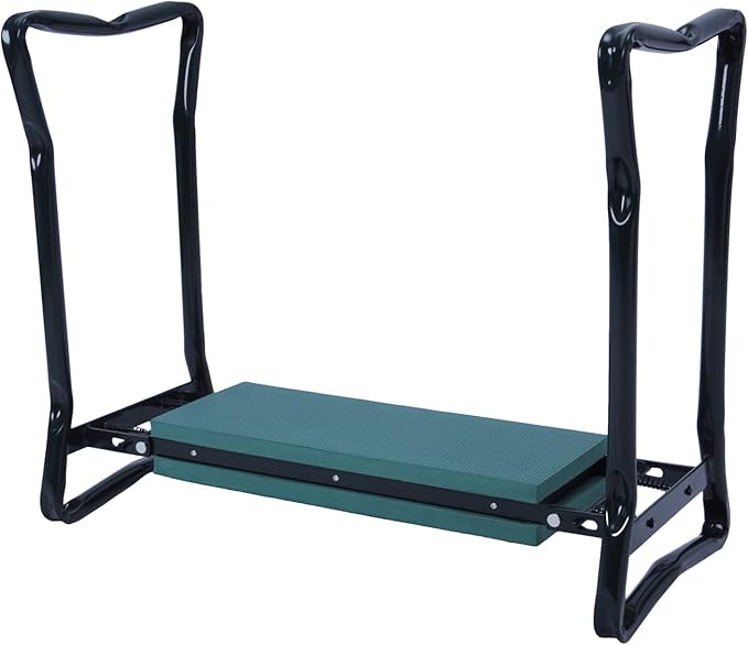 Garden Kneeler Seat Heavy Duty Gardening Bench Stool with 2 Tool Pouch Bags, Eva Soft Foam Pad for Kneeling and Seating, Lightweight Frame