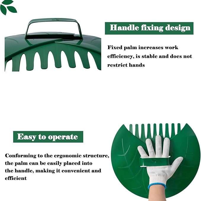 Eastrans 2set Leaf Scoops and Hand Rakes,Leaf Claws for Picking up Leaves,Grass Clippings and Lawn Debris,Dark Green,4pcs