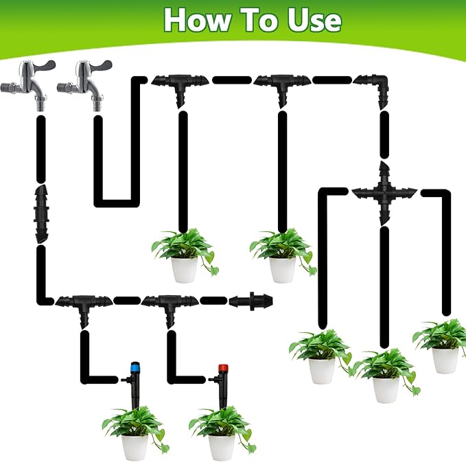 60 Pack Drip Irrigation 1/4" Barbed End Plug Fittings, Barbed Connectors for 1/4 Inch Irrigation Tubing Drip Line Goof Plug for Drip Sprinkler Garden Shrubs Systems