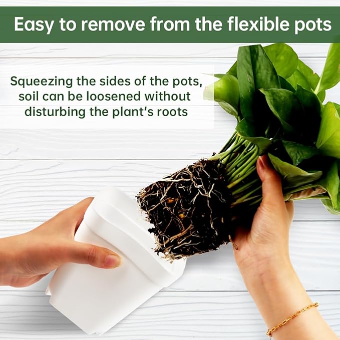 120 Pcs Nursery Pots 3.5 Inch, Plastic Seed Starting Pot with Drainage Holes, Small Sturdy Seedling pots for Planting, Cuttings (White)