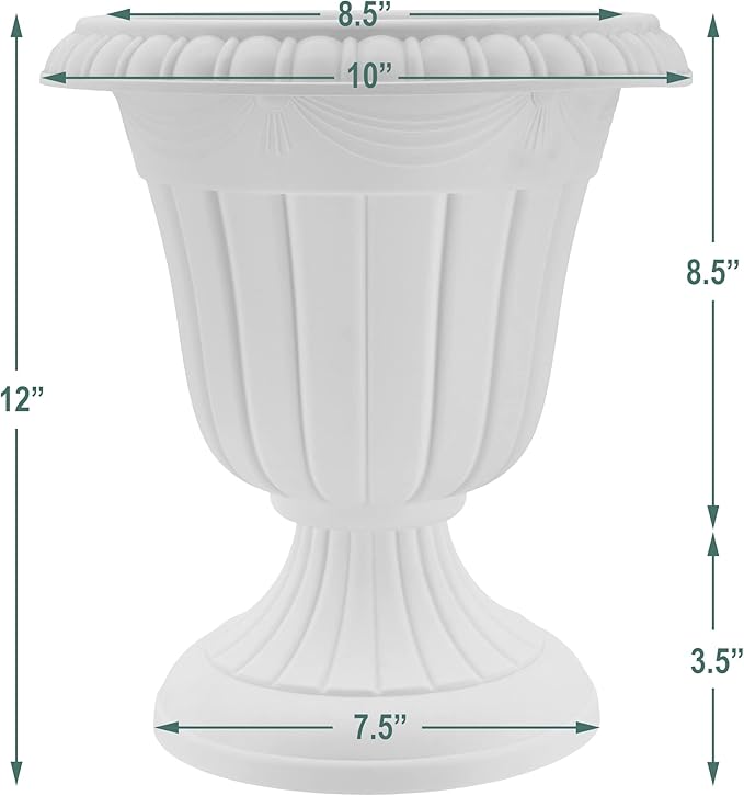 PL20CP Classic Traditional Plastic Urn Planter Indoor/Outdoor 10" x 12", Brushed Copper