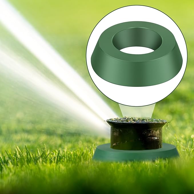 Yaomiao 6.3 Inch Sprinkler Head Protector Plastic Sprinkler Spray Guard Doughnut Green Nylon Sprinkler Guards, Reduce Sprinkler System Damage from Cars and Lawn Mowers, for Use on Rotary Type (4 Pcs)