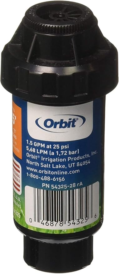 Orbit 54325 2" Pop-Up Spray Head Sprinkler with Half Pattern Nozzle