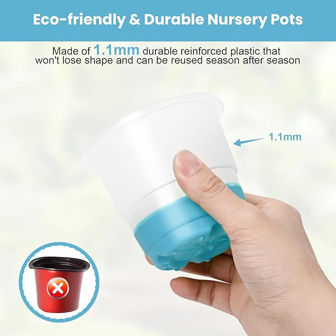 Clear Nursery Pots for Plants with Lid,30 Packs Seed Starting Pots 4 inch Plastic Plant Pot Seedling Pots with Drainage Holes Plant Nursery Pots Seed Starting Pot Silicone Base