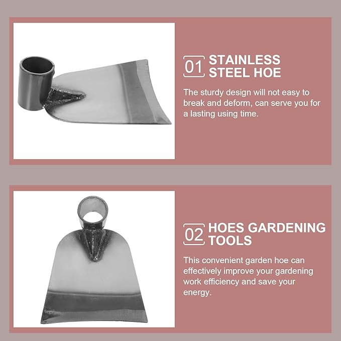 POPETPOP Hand Hoe Head Replacement - Stainless Steel Garden Hoe Head, Handheld Round Eye Hoes, Gardening Tool for Agriculture Digging Loosening
