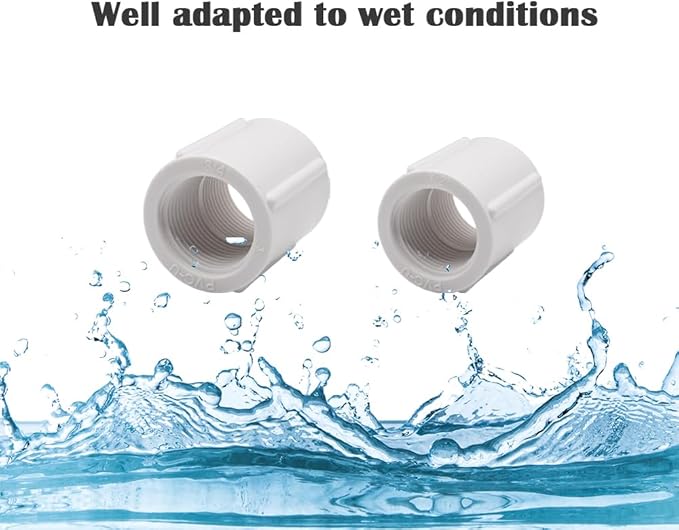 9PCS 1 Inch Double Female Threaded White PVC Adapter Fittings Female to Female Thread Coupling Pipe Fitting Connector for Garden Works HE025-1