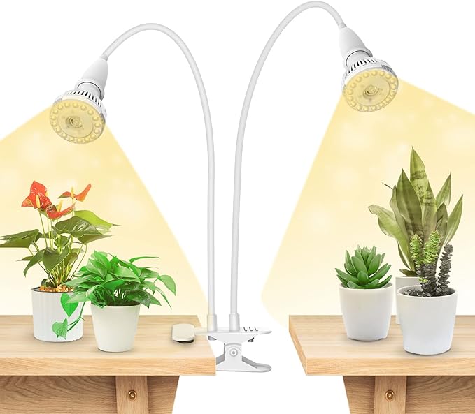 SANSI LED Grow Lights for Indoor Plants, 300W Full Spectrum Clip-on Gooseneck Grow Light with Ceramic Tech.,20W Power Plant Light with Optical Lens for High PPFD, Lifetime Free Bulbs Replacement White