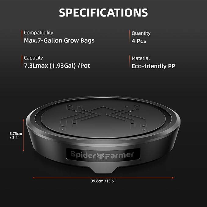 Spider Farmer 2025 Newest Gravity-Fed Self-Watering System No Power Needed, 4-Pack Auto Watering System with 13 Gallon Reservoir, 4Pcs Water Delivery Fabric Pot Base for Indoor Plants, Grow Tents