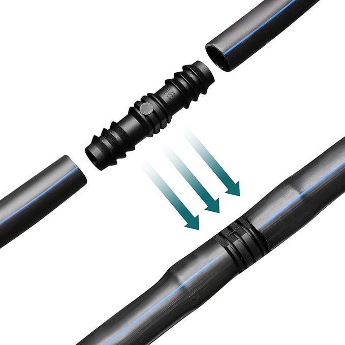 Maitys 8 Pieces Drip Irrigation Barbed Tee Fittings 1/2 Inch Universal Barbed Tee Fittings Connectors Drip Plastic Soaker Hose Connectors Hose End Stop, Black(Joiner)