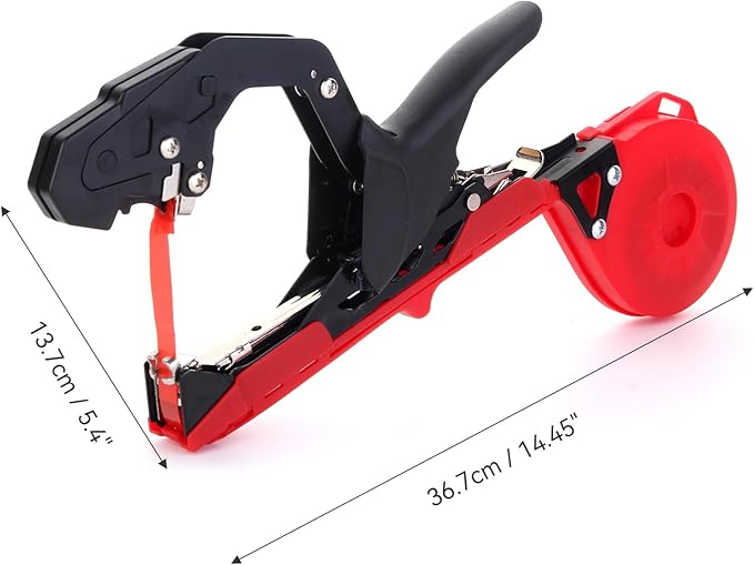 Plant Tying Machine,Plant Vine Tying Machine Tool with 10000pcs Staples 20 Rolls Tape Plant Tape Gun for Grapes Raspberries Tomatoes and Vining Vegetables Tying Tool(red)