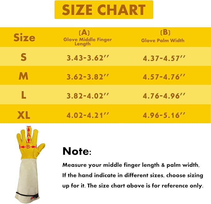 Gardening Gloves Thorn Proof for Rose Pruning & Cactus Trimming, Long Leather Garden Gloves for Women & Men (Medium)