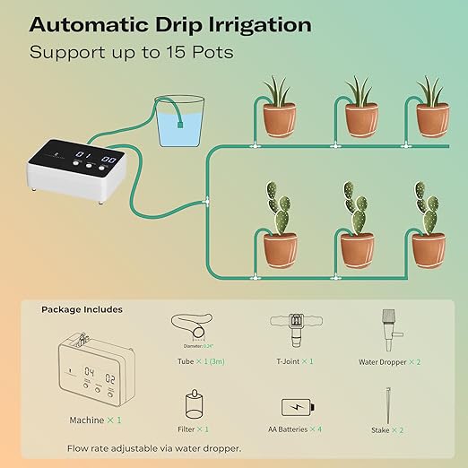 THIRDREALITY Zigbee Smart Watering Kit for Potted Plants, Indoor Plant Watering System, Hub Required, Compatible with Echo Devices with Zigbee Hub Built-in, Home Assistant, SmartThings, Hubitat, Homey