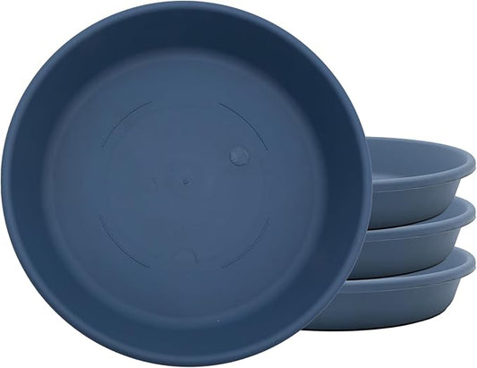 The HC Companies Flower Pot Saucers - Plastic Plant Saucer for Outdoors & Indoors - Traditional Design Plant Pot Trays for Water Drainage - Durable & Stylish Round Plant Tray (6-inch Slate Blue)
