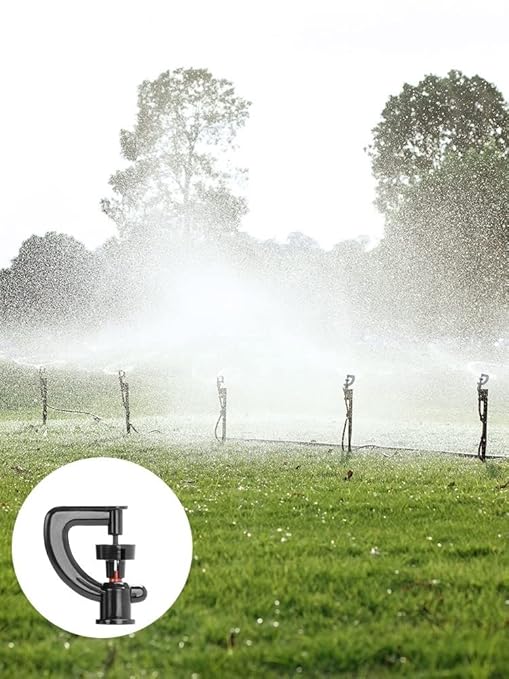 Micro Spray Sprinkler Stake Assembly: 9 Sets Full Circle 360 Degree Watering Nozzles Emitters with Spike and 1/4 inch Tubing for Greenhouse Nursery Garden Drip Irrigation System