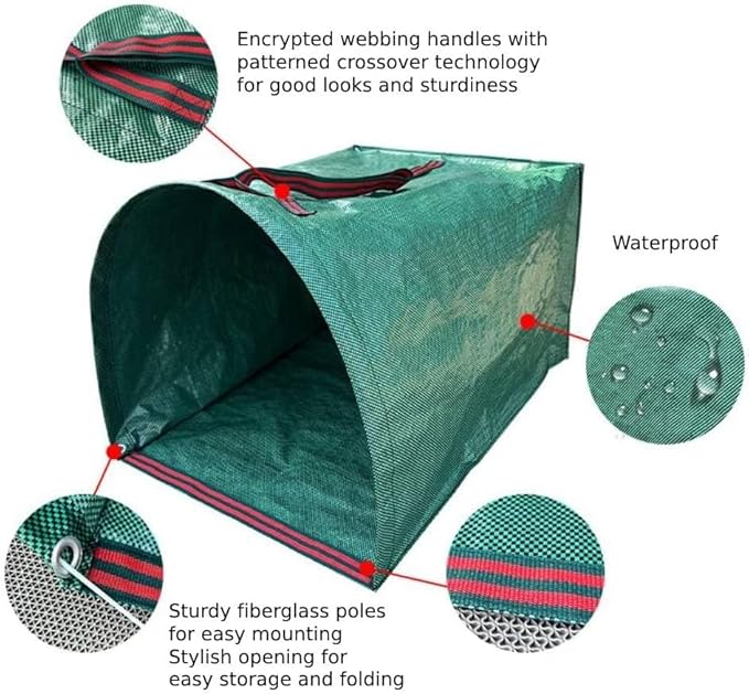 72 Gallon Yard Lawn Garden Bags, Large Standable Leaf Bags,Outdoor Garbage Can - Collapsible Trash Can for Parties, Yard Waste, or Laundry - Camping Accessories