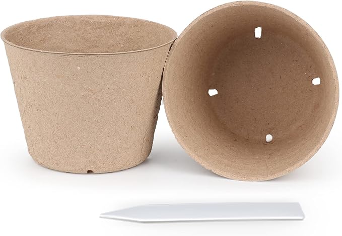 Homenote Peat Pots, 30 Pcs 4 Inch Seed Starting Pots with Drainage Holes Round Nursery Plants Pots with Bonus 20 Plant Labels