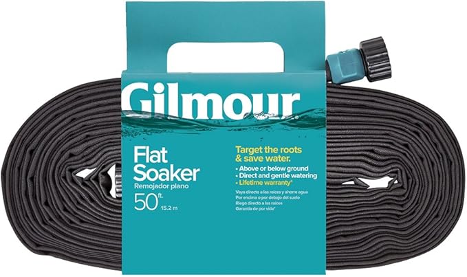 Gilmour 100049289 Garden Hose Flat Soaker Black 50 feet 870501-1001, 50' (50' (4-Pack))