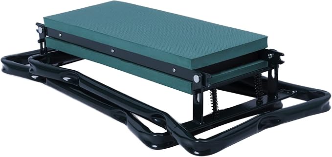 Garden Kneeler Seat Heavy Duty Gardening Bench Stool with 2 Tool Pouch Bags, Eva Soft Foam Pad for Kneeling and Seating, Lightweight Frame