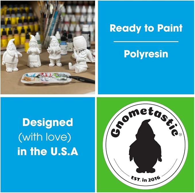 Gnometastic Gnude Mini Gnomes - Double Bird Unpainted Gnome Statue, 3.5in Tall - DIY Paint Your Own Gnome - Polyresin Indoor/Outdoor Funny Garden Gnomes to Paint for Adults