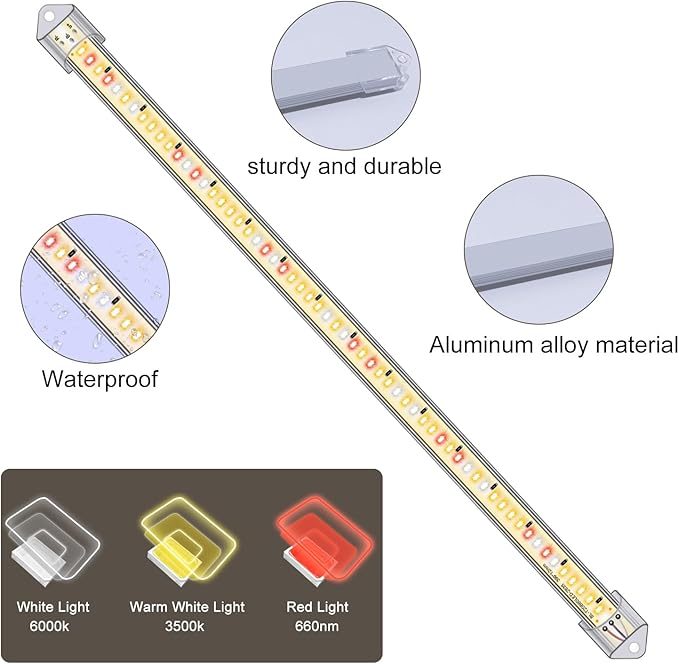 16 in Plant Grow Light Strips,120 LEDs Grow Lights for Indoor Plants Full Spectrum with 3/9/12H Timer & 10 Dimmable Levels,Sunlight Plant Growing lamp for Hydroponics 2 Heads(No Adapter)