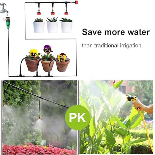 82 FT Drip Irrigation System Kit for Garden, MSDADA Automatic Water Irrigation System, Garden Watering System with 1/4" Blank Distribution Tubing, Plant Watering System for Hydroponic, Greenhouse