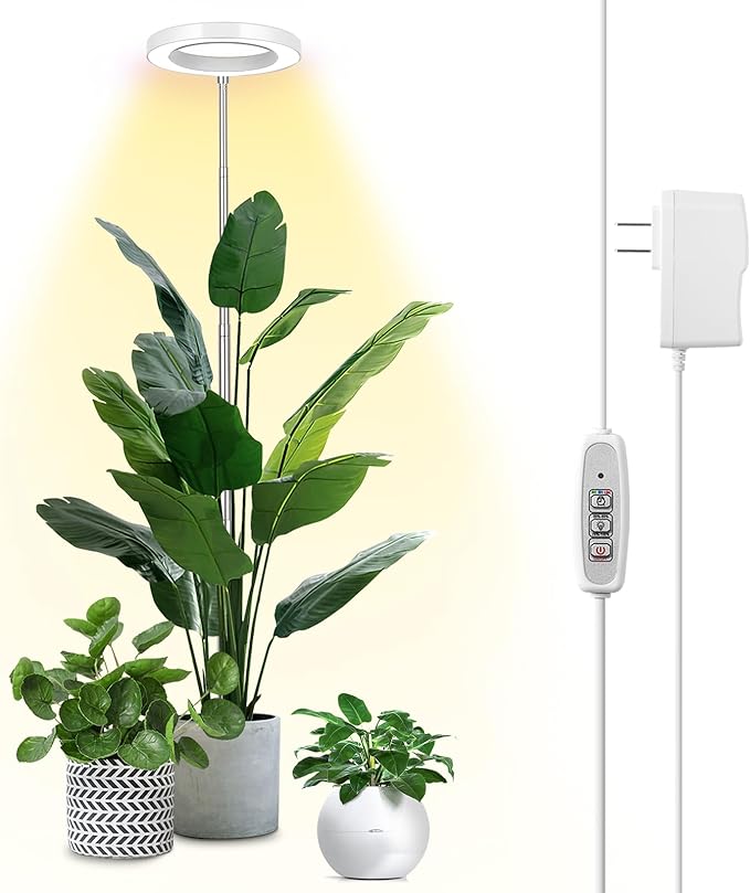 LBW Plant Grow Light, 72 LEDs Full Spectrum Grow Lights for Indoor Plants, 56in Large Grow Lamp with 4/8/12H Auto Timer & 4 Dimmable Brightness, Height Adjustable, Ideal for Tall Plants