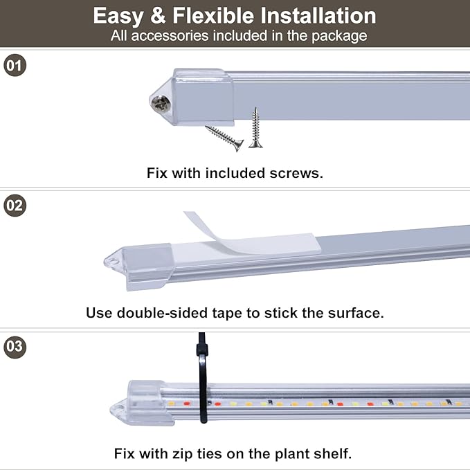 16 in Plant Grow Light Strips,120 LEDs Grow Lights for Indoor Plants Full Spectrum with 3/9/12H Timer & 10 Dimmable Levels,Sunlight Plant Growing lamp for Hydroponics 2 Heads(No Adapter)