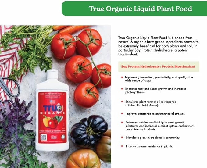 True Organic Liquid All Purpose Plant Food – Organic Fertilizer for Fruits, Flowers, Vegetables, Herbs & Foliage – Indoor & Outdoor Use – 32 fl. oz. – Covers 60 sq. ft.