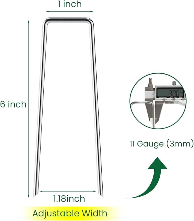 6 Inches Landscape Staples Galvanized Steel Garden Stakes Securing Pegs for Securing Weed Fabric Landscape Fabric Netting Ground Sheets and Fleece, Heavy Duty Metal Tent Stakes (200, Silver)