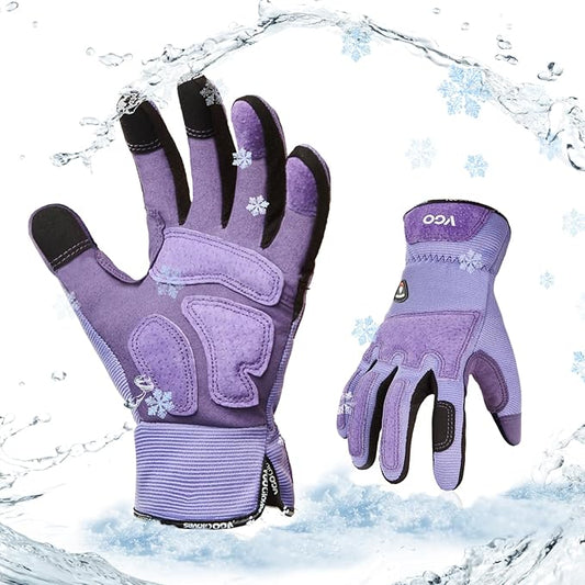 Vgo... Winter Gardening Gloves Women,Safety Work Gloves, Puncture-proof,Thornproof,Touchscreen(1 Pair,M,Purple,SL7471FLWP)