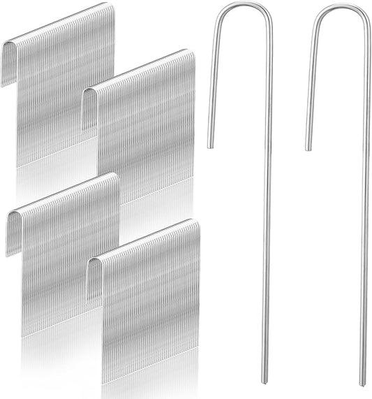 110/200pcs Irrigation Drip Tubing Landscape Staples J Shape Lawn Stakes 5 inch Length Drip Anchors Landscape Pins for Drip Tubing (110)