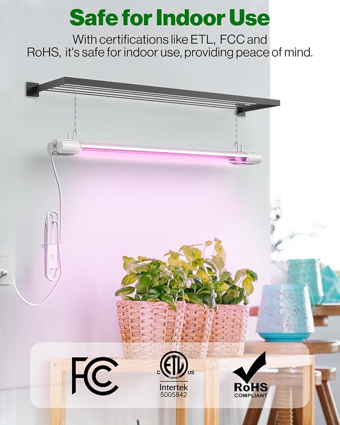 Sunco 2ft Grow Light LED, 20W, Full Spectrum, for Seed Starting, Seedling, Indoor Plants, Plug in Suspended Fixture, Link Up to 8, Inline Switch, ETL 2 Pack