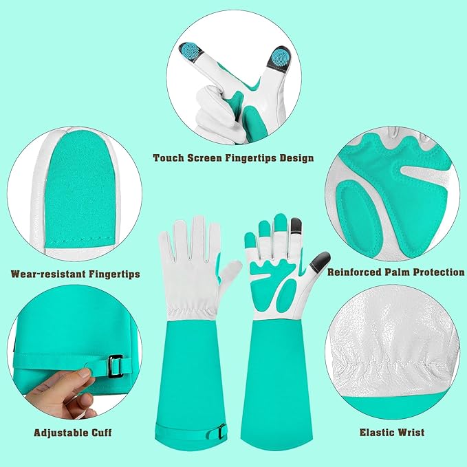 Long-Gardening-Gloves for Women/Men - Thorn Proof Rose Pruning Gloves Heavy Duty Gauntlet-S