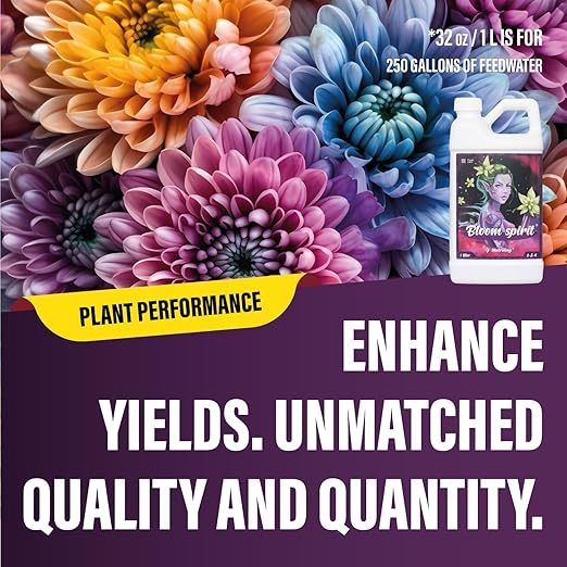 Blooming Fertilizer for Flowers - Orchid, Rose, Hibiscus, Hydrangea, Bougainvillea or as Flower Bloom Fertilizer Indoor Outdoor Garden Liquid Plant Food - Bloom Spirit PK 0-5-4 32 OZ Nutriling