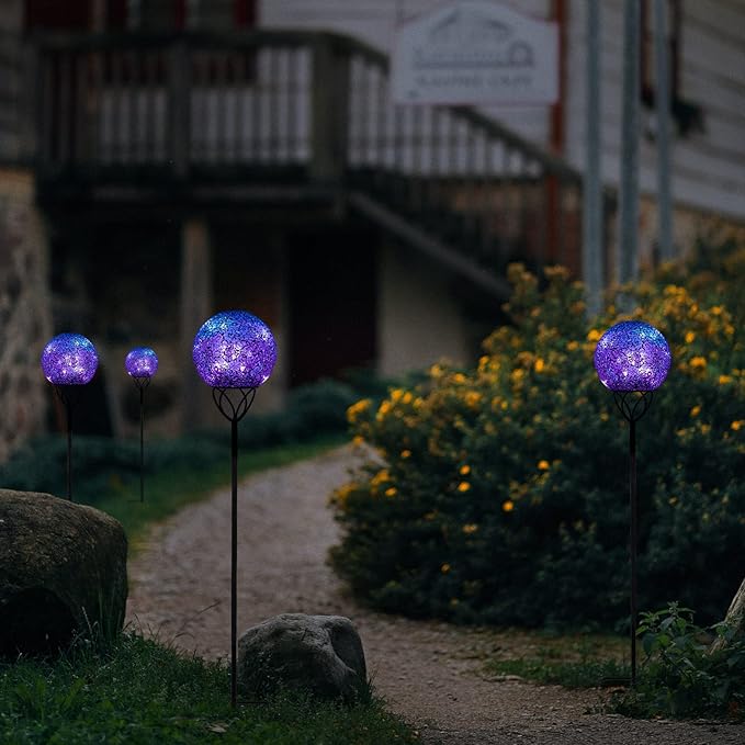 Afirst Solar Outdoor Garden Lights Decorative - Mosaic Solar Stakes Gazing Ball Waterproof Outdoor Lights Stakes for Pathway Yard Lawn Decoration