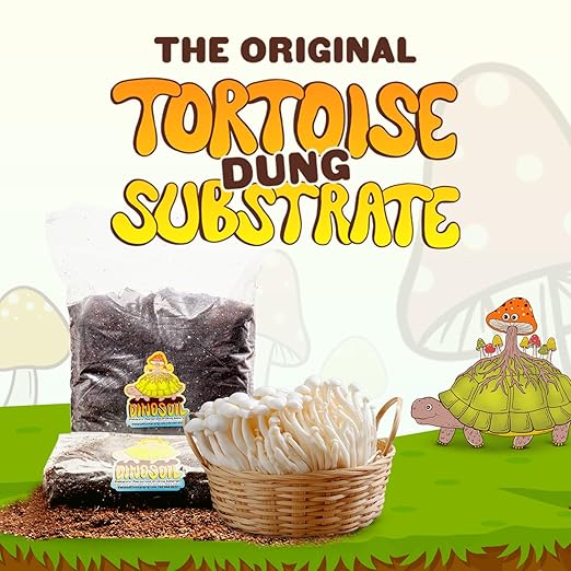 Tortoise Dung Substrate DinoSoil - Coir Blend with Coffee, Vermiculite, Gypsum, Earthworm Castings for Fast Colonization & Mushroom Growth (5lb)