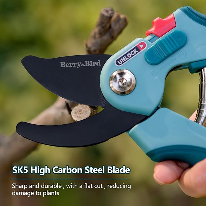 Berry&Bird Garden Pruning Shears, 8.7" Bypass Hand Pruner Shears, Adjustable Size Scissors with SK5 High Carbon Steel Blades, Flower Clippers Secateurs with Safety Lock for Pruning Flowers, Branches