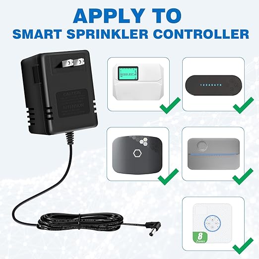 24 Volt AC 1000mA Power Adapter for Smart Sprinkler Controller,Indoor Irrigation System Controller,24V 1A AC to AC Wall Adapter Transformer Compatible with Most Smart Sprinkler Controller (Black)
