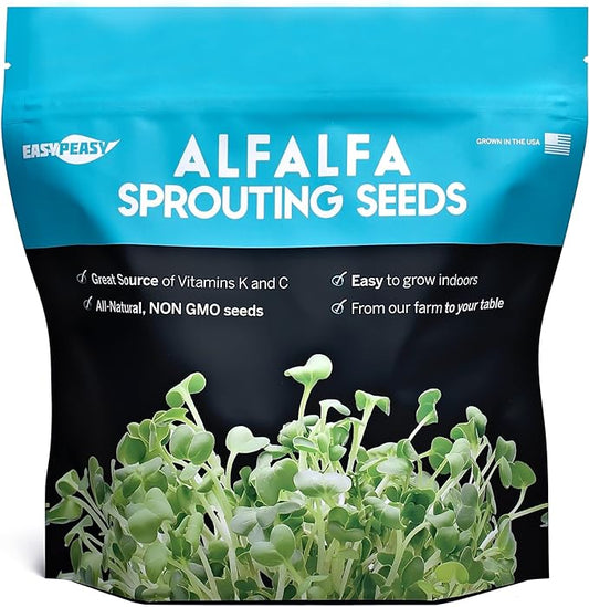 Alfalfa Sprouting Seed | Non GMO | Grown in USA | from Our Farm to Your Door (1 Pound (16oz))