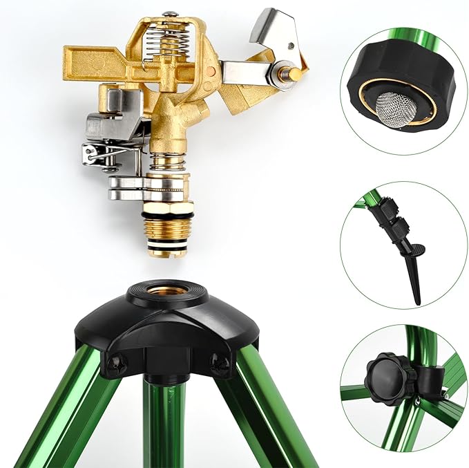Tripod Sprinkler,Garden Sprinkler,360 Degree Rotating Irrigation Yard Sprinkler,Adjustable Height,for Lawn/Yard/Garden