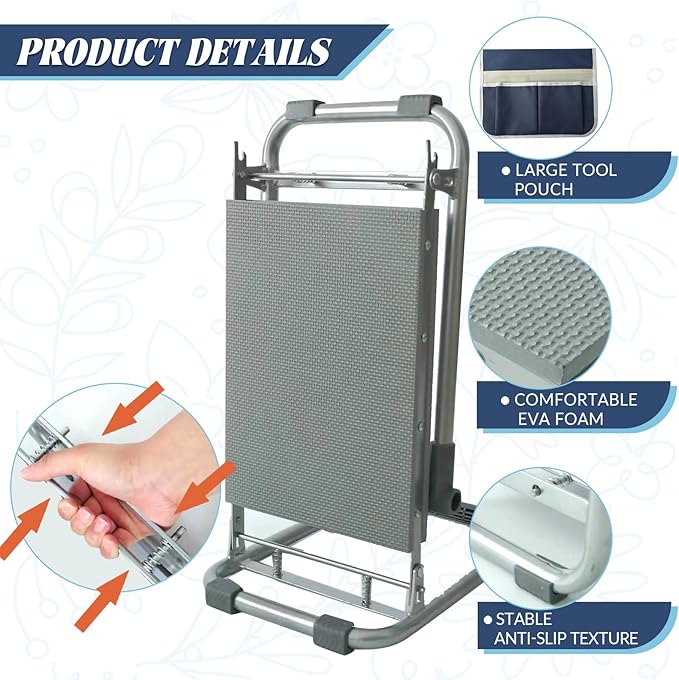 Garden Kneeler and Seat,2-in-1 Foldable Kneeling Pad and Stool with Thicken & Widen Soft Kneeling Pad,Wear-Resistant Prevent Knee and Back Pain reat, Gardening Gifts for Women and Men (A)