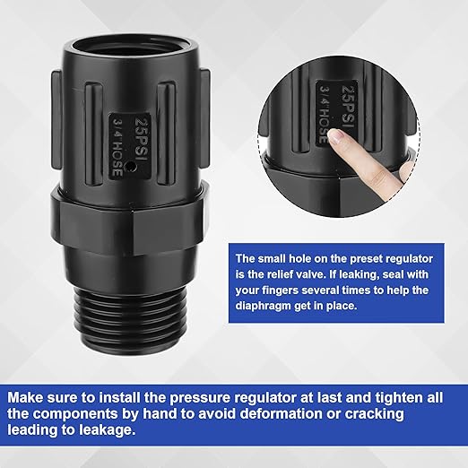2pcs Water Pressure Regulator, 25PSI 3/4" Hose Thread Garden Hose Pressure Regulator Drip Irrigation Tubing Adapter Low Flow Valve Pressure Reducer for Drip Irrigation System
