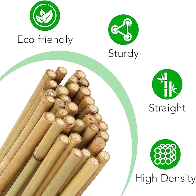 SWANGSA 55 Pack Bamboo Stakes for Plant 5 Feet(57.5inch) Bamboo Sticks for Garden Plant Support Stakes Poles for Tomatoes, Beans, Flowers, Trees, Indoor and Outdoor Climbing Plants
