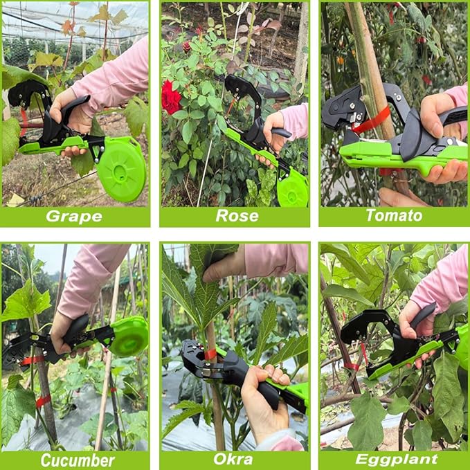 Upgraded Plant Tying Machine,Plant Vine Tying Tool Kit with 20000pcs Staples 17 Roll Tape, with SK5 Blade Replacement for Gardener,Farmer,Grapes,Tomatoes,Vegetables