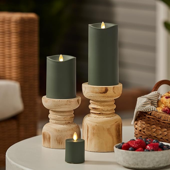 Luminara Outdoor Votive Flameless LED Candle, Baked Clay 2" x 3.2", Moving Flame Battery Operated Timer Remote Ready IPX4 Matte Plastic Finish