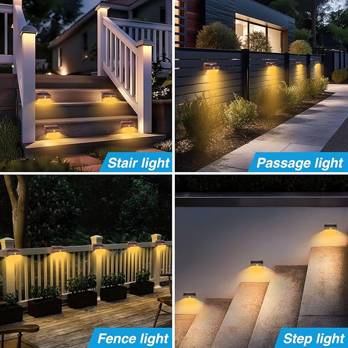 Peasur 6 Packs Solar Outdoor Lights Motion Sensor Solar Security Lights Waterproof with 3 Lighting Modes Solar Powered Wall Lights Outside for Garden Fence Yard Deck, Brown Warm