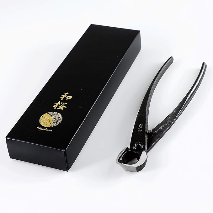 Wazakura Japanese Bonsai Tool Kit Set Made in Japan, Satsuki Scissors 7inch(180mm) + Concave Branch Cutter 8inch(200mm) Gift Box (Yasugi Steel Satsuki Scissors + Concave Branch Cutter)