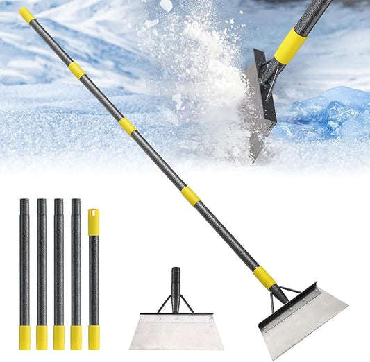 Garden Flat Shovel Scraper, 88 Inch Long Multifunctional Garden Cleaning Shovel, Heavy Duty Floor Scraper Long Handle,Metal Weeding Scraper for Lawn Edging, Snow Ice Removal